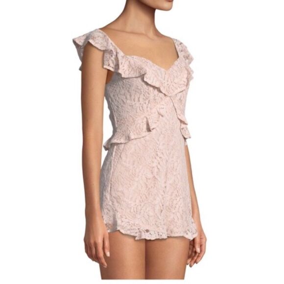 BCBGENERATION Pink Lace Ruffle Romper Size 6 NWT - Picture 6 of 10